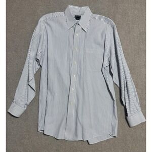 Jos A Bank Shirt Mens 15.5 34 Blue White Striped Button Down 100% Cotton Classic